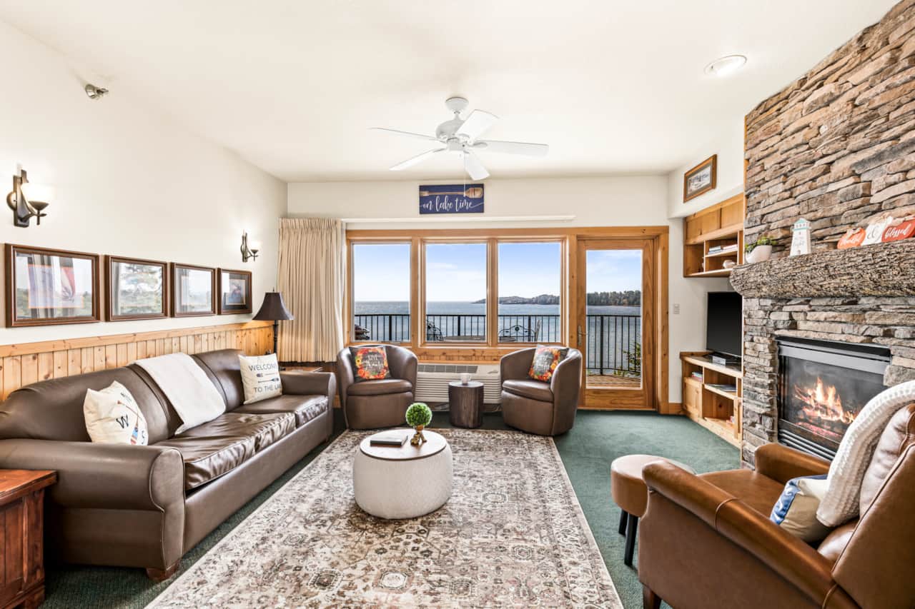 Majestic lake views from every seat in the living room
