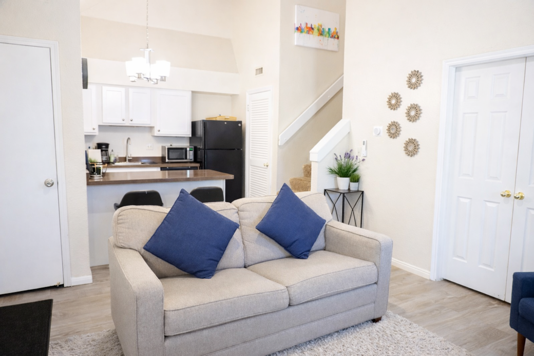 Versatile sofa that converts into a full-size pullout bed—ideal for additional guests or kids