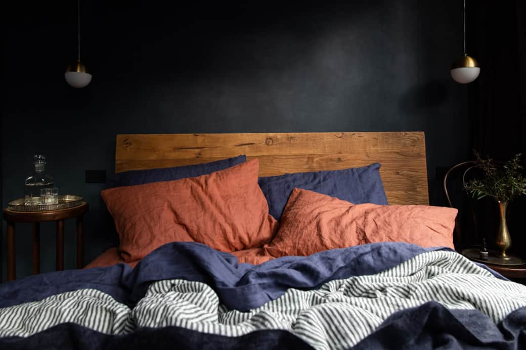 The perfect spot for afternoon naps and long sleep ins, clad in French linen The perfect spot for afternoon naps and long sleep ins, clad in French linen