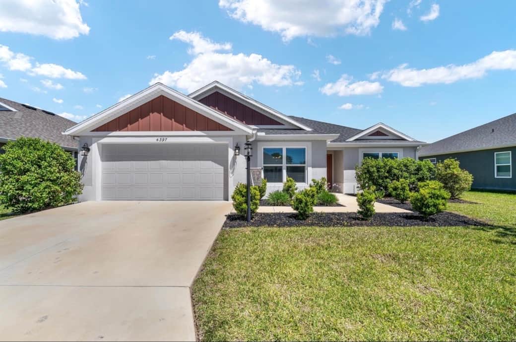 Front of the home, double garage