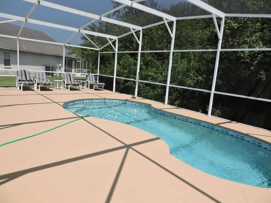 Your private  pool over looking a Conservation area