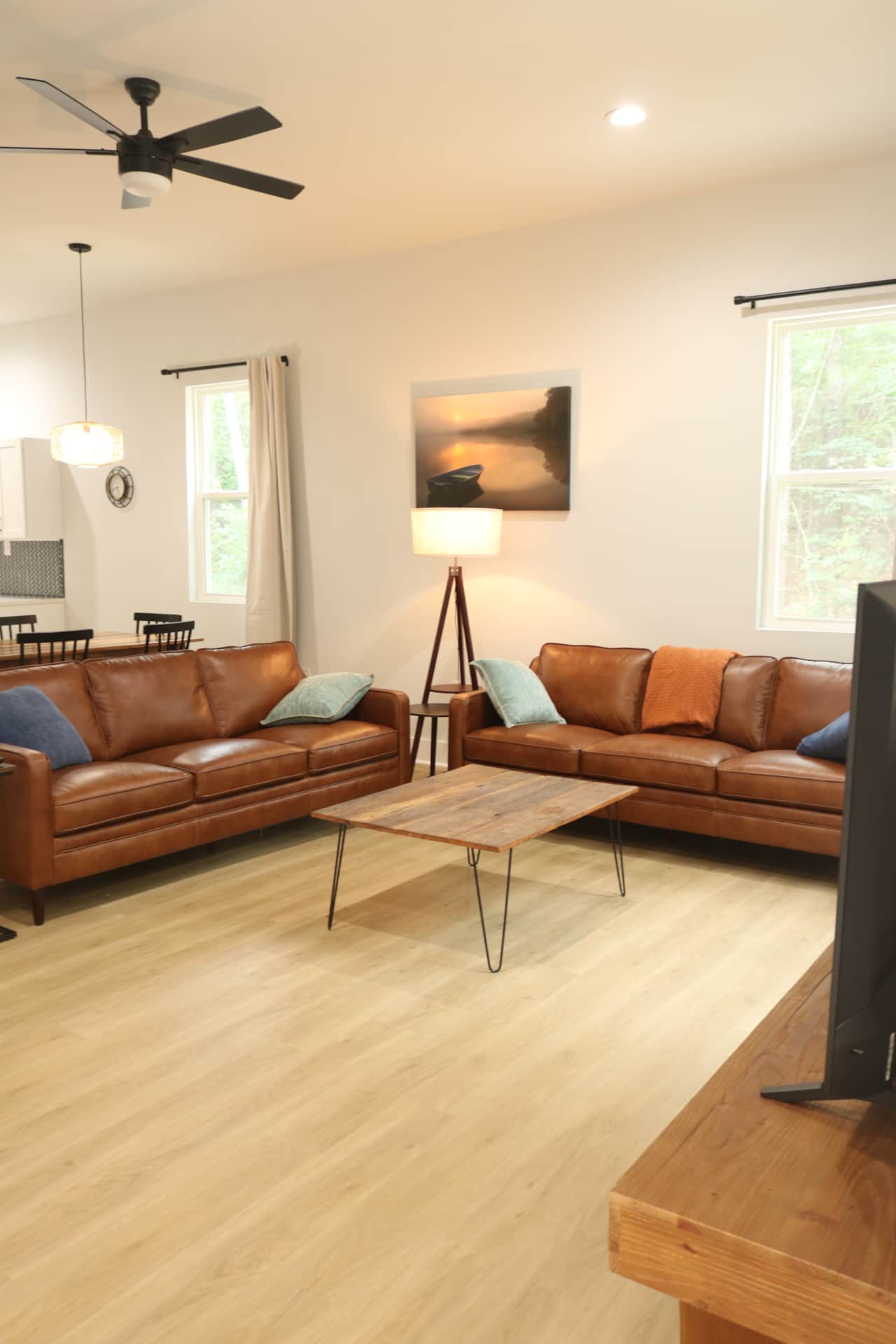 Living Room with leather sofas