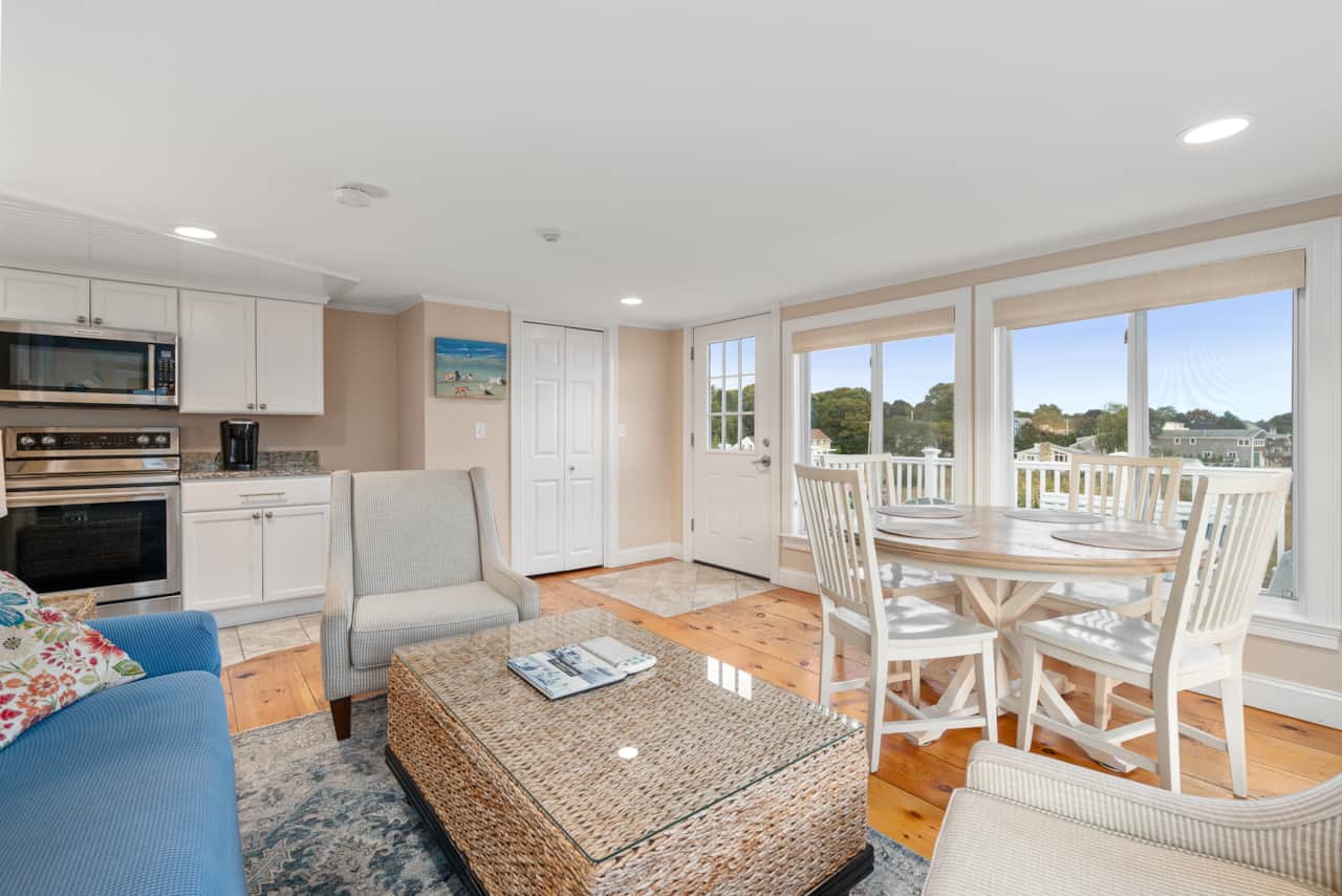 Living and Dining Room with Marina Views