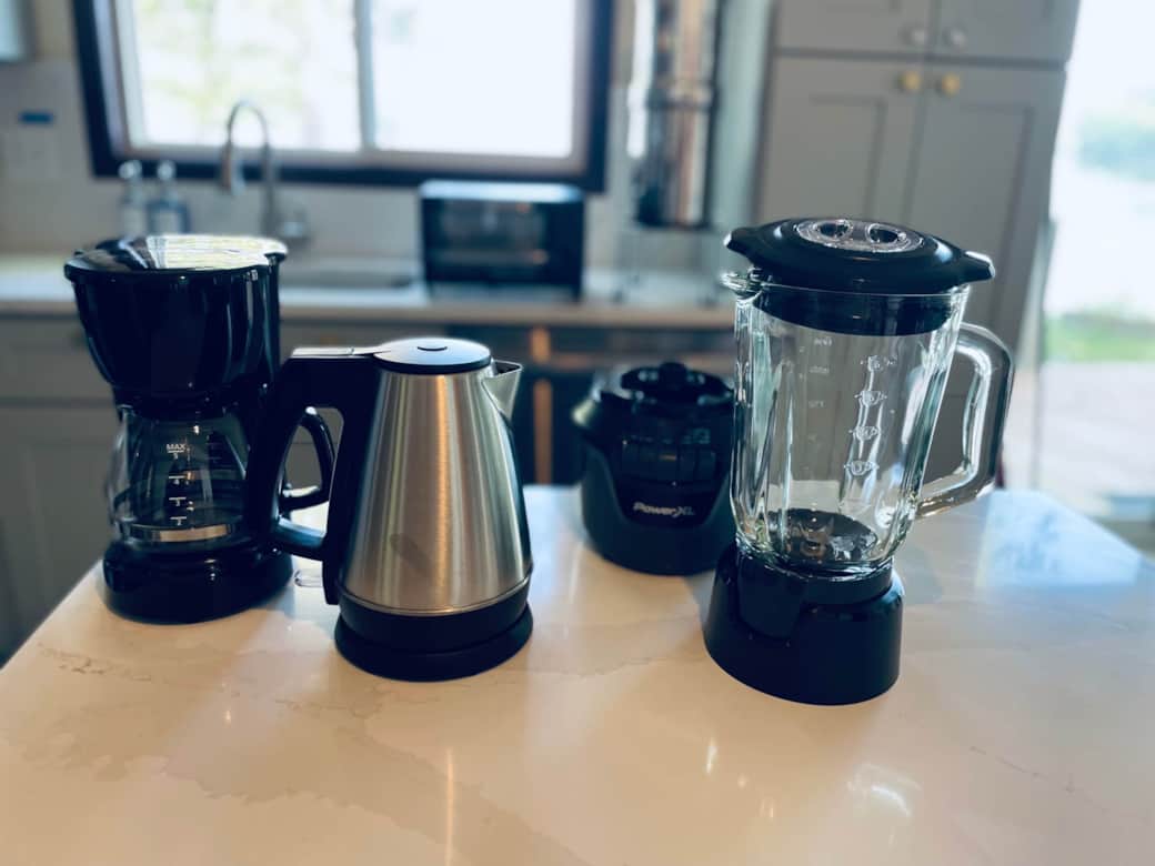 Small appliances (1 of 2): drip coffee maker, water kettle, blender