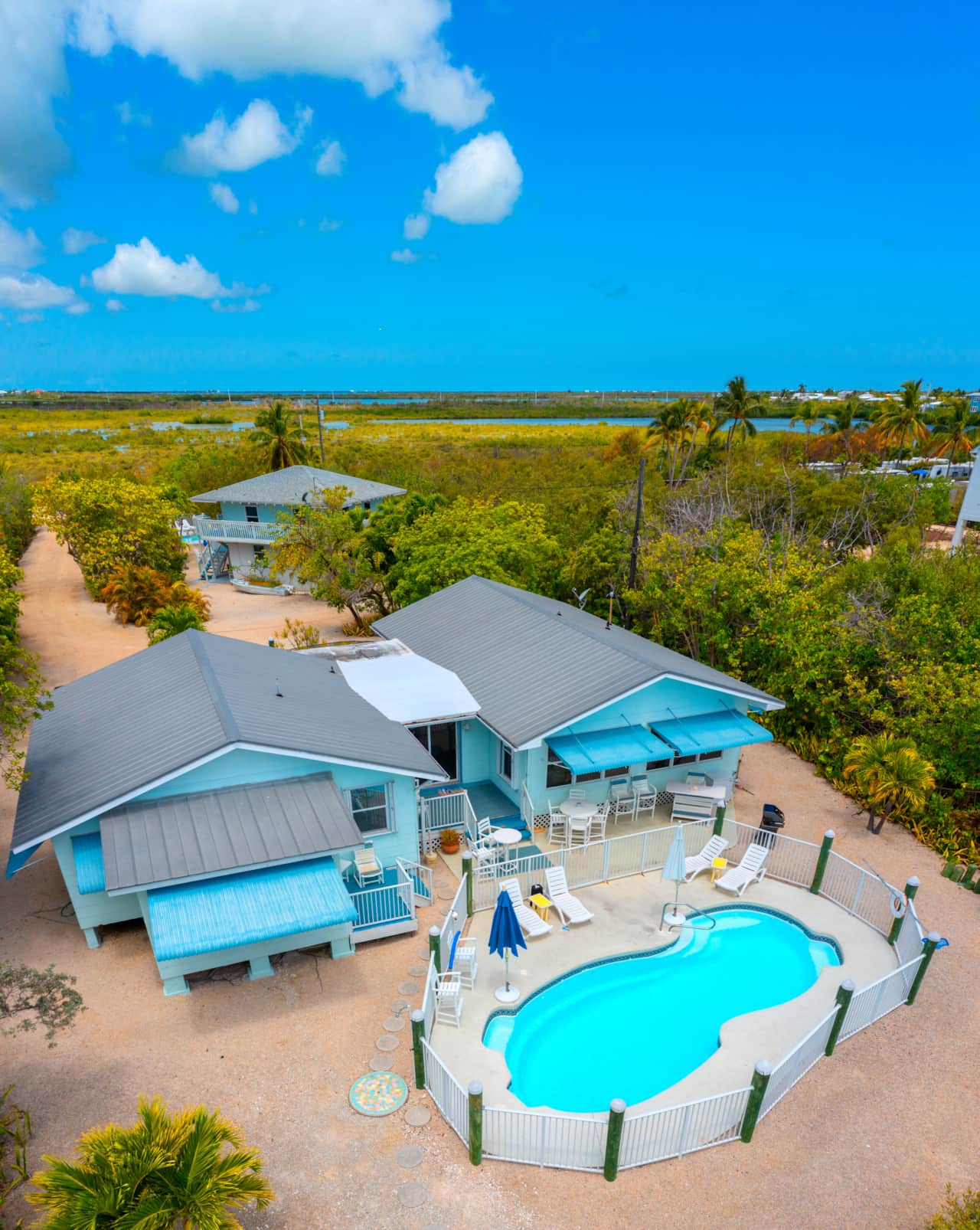 Barry Beach main house at waterfront.