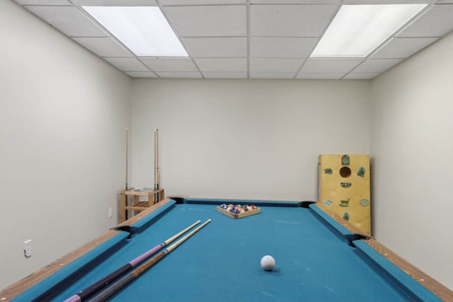Pool table in the basement