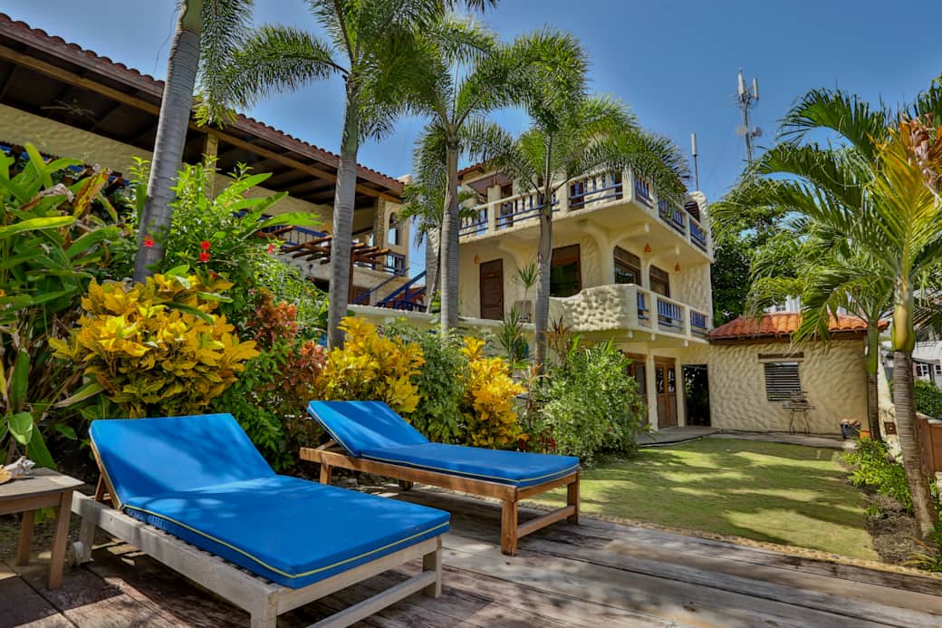 The Breakfast Patio, with the Caribbean Sea in the background