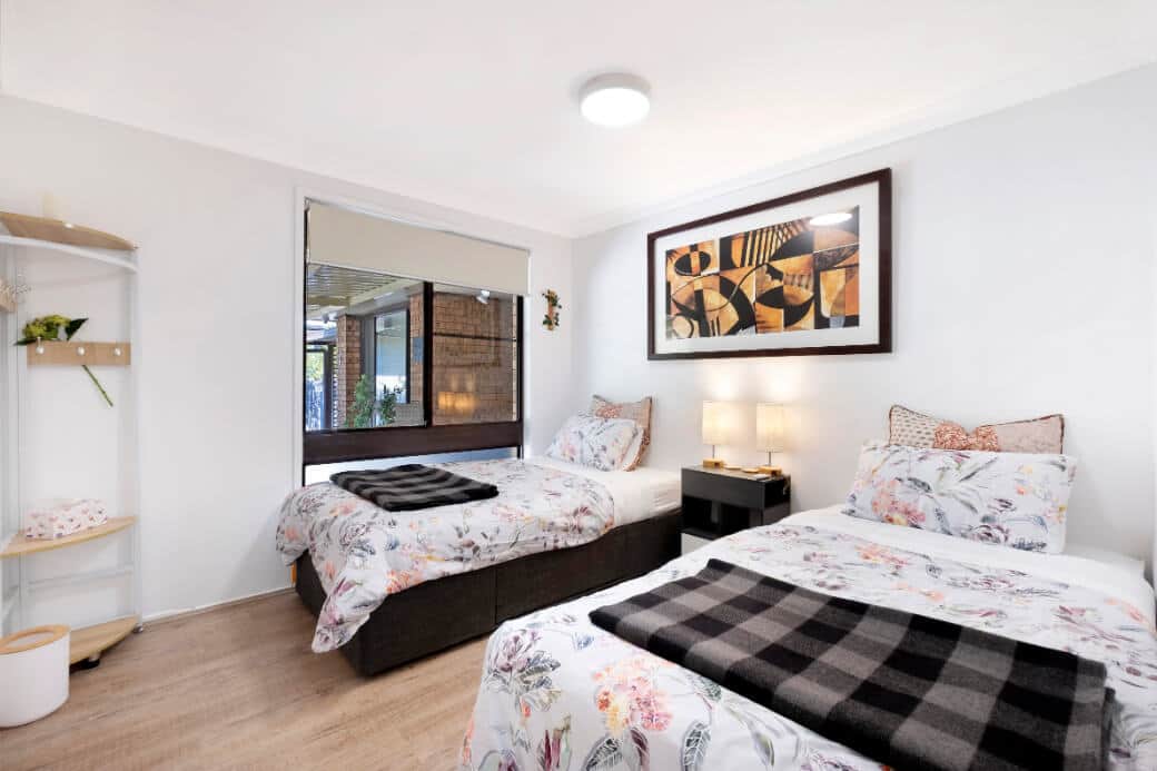 Bedroom #3 provides two king-single beds for solo sleepers or the kids. 