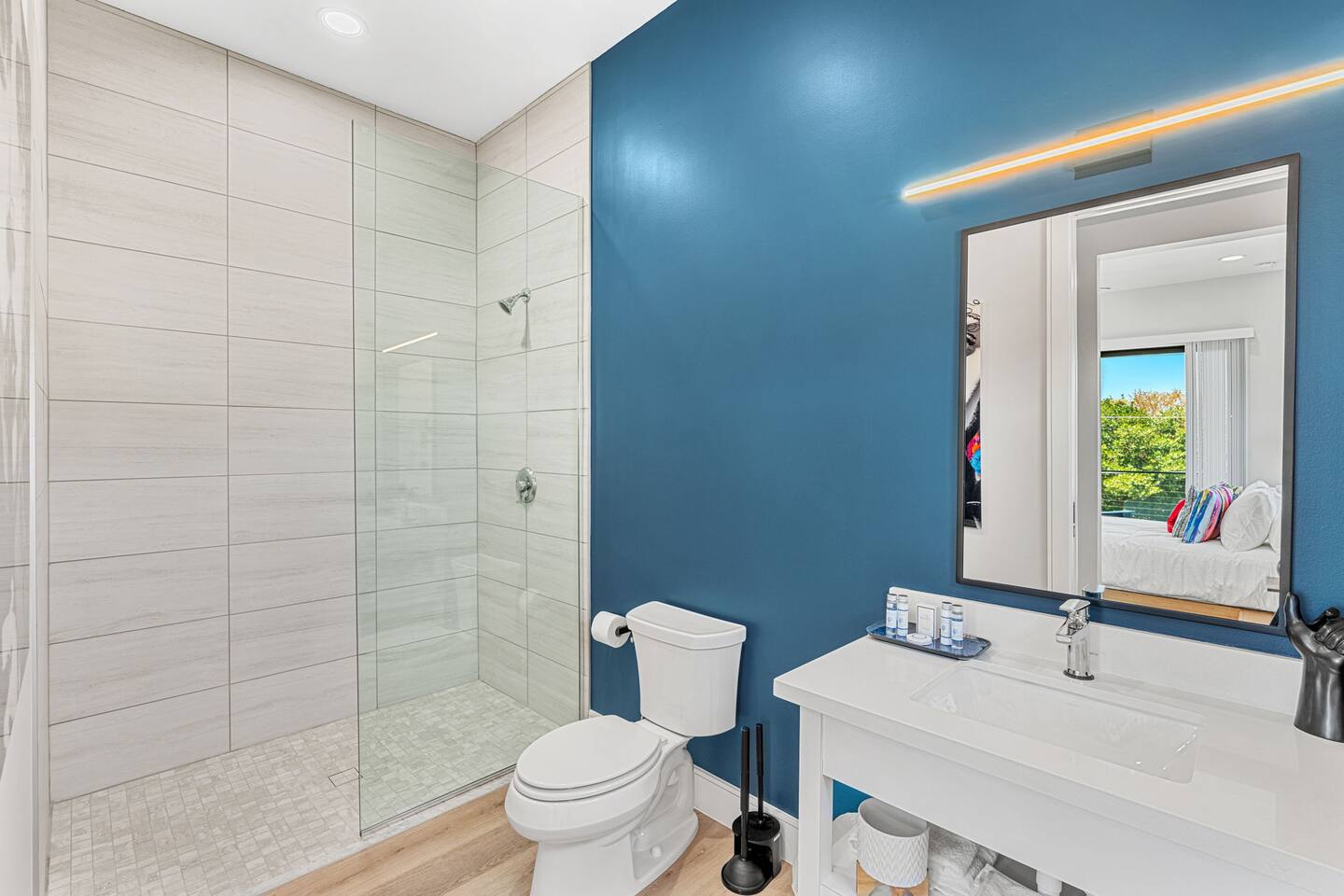 Full bathroom with an ample walk-in shower.