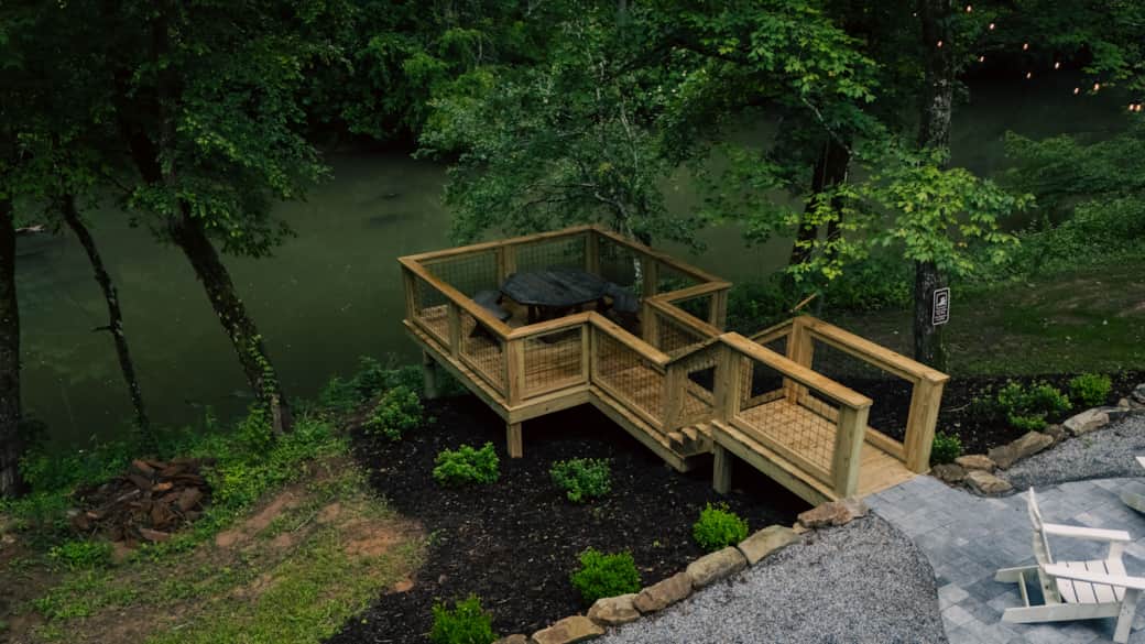 Riverside Deck next to Fire Pit