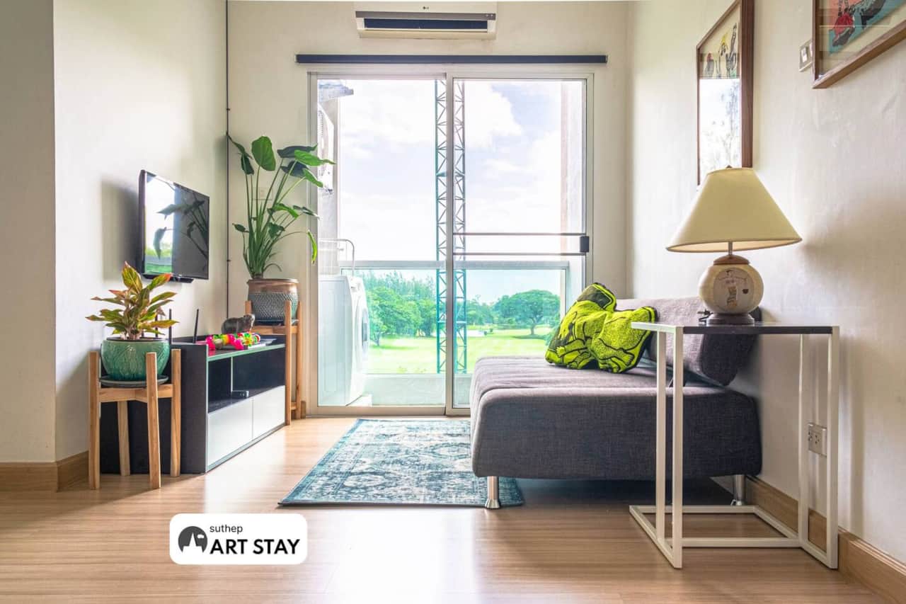 Relax in the living room with a golf course view and no front buildings for added privacy.