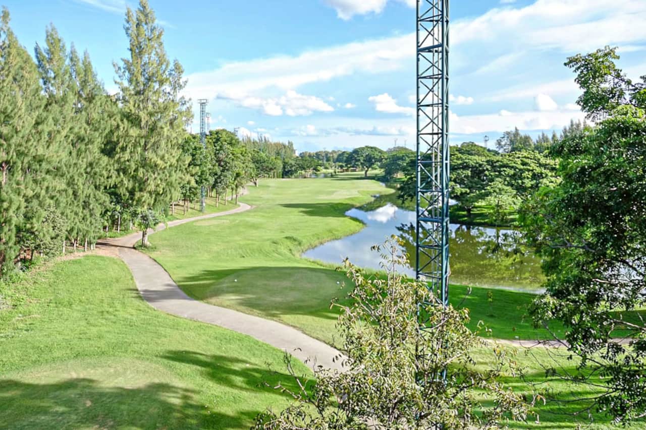 Enjoy a refreshing balcony view. Golf clubs provided if you fancy a round!
