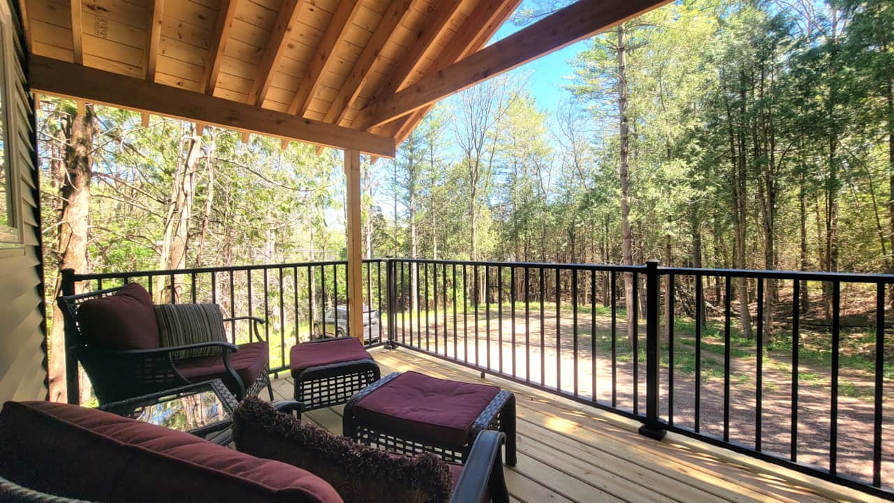 View from the comfy chairs on the covered porch. 