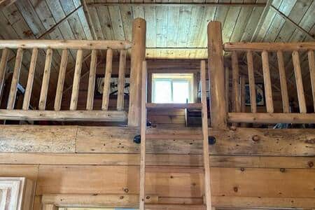 Ladder-access loft: two twin beds + desk