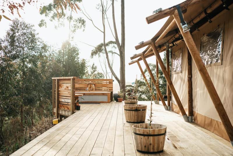 View from the side deck towards the outdoor bath