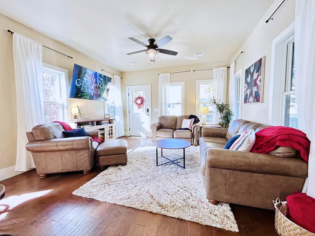 Take a break on plush leather sofas or stay connected with high speed internet.