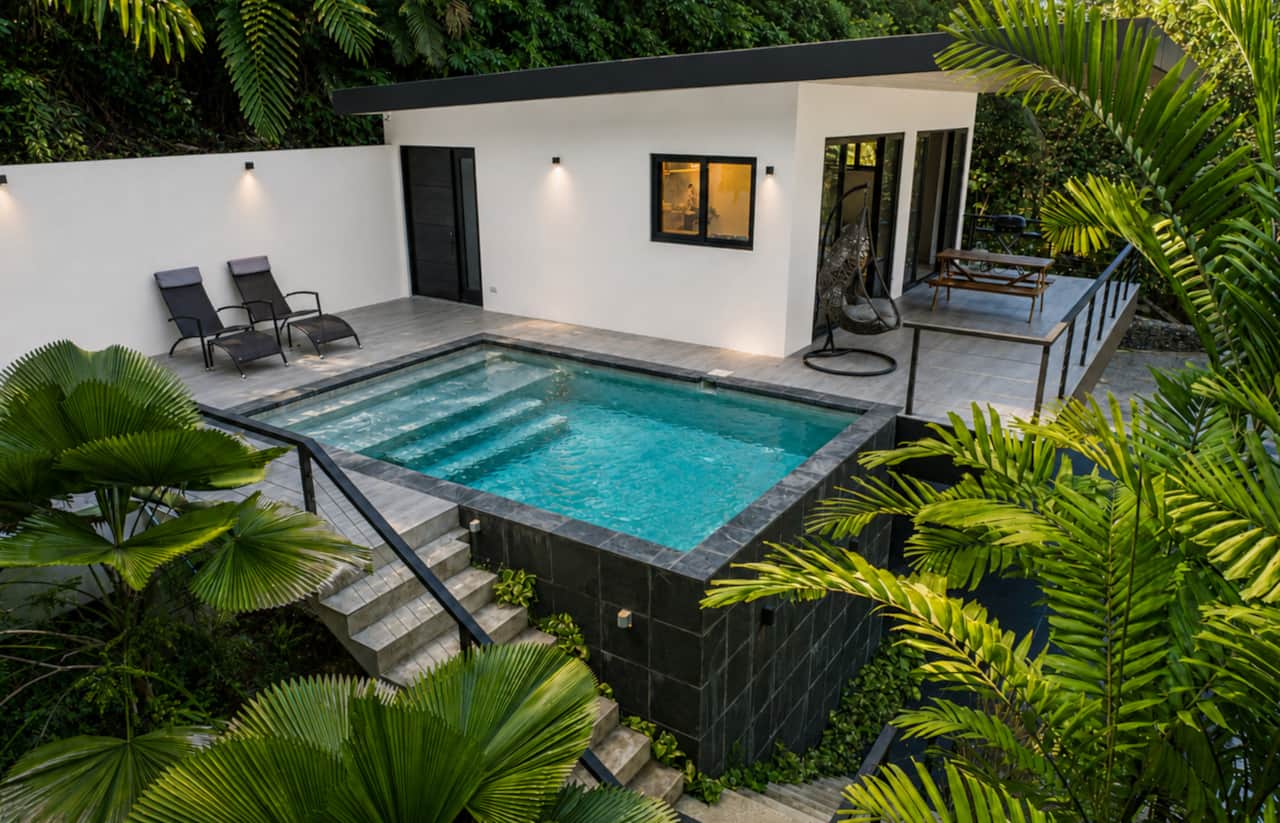 Private pool surrounded by tropical jungle at Cosara Guest Villa