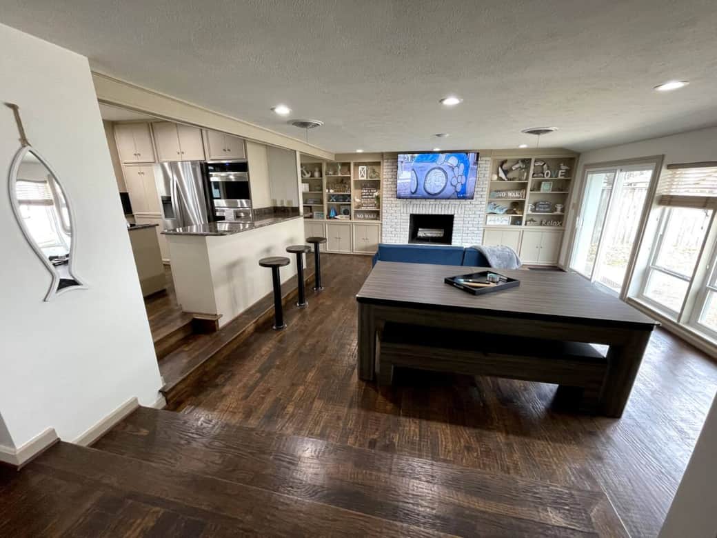 Game room with pool table, ping pong & 75 inch Sony smart TV