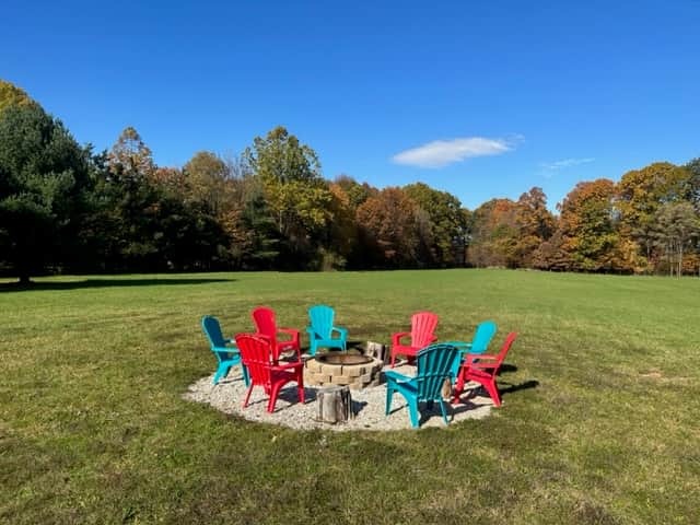 Fire pit in the back yard