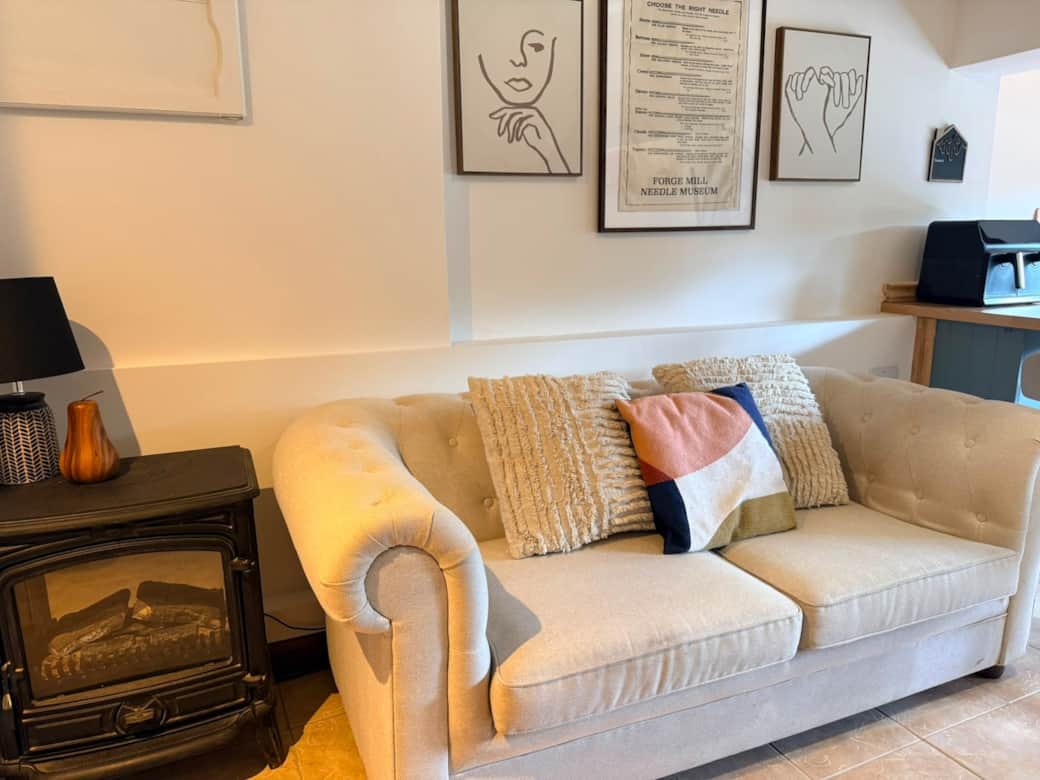 Seating in lounge. Sofa bed pulls out. 