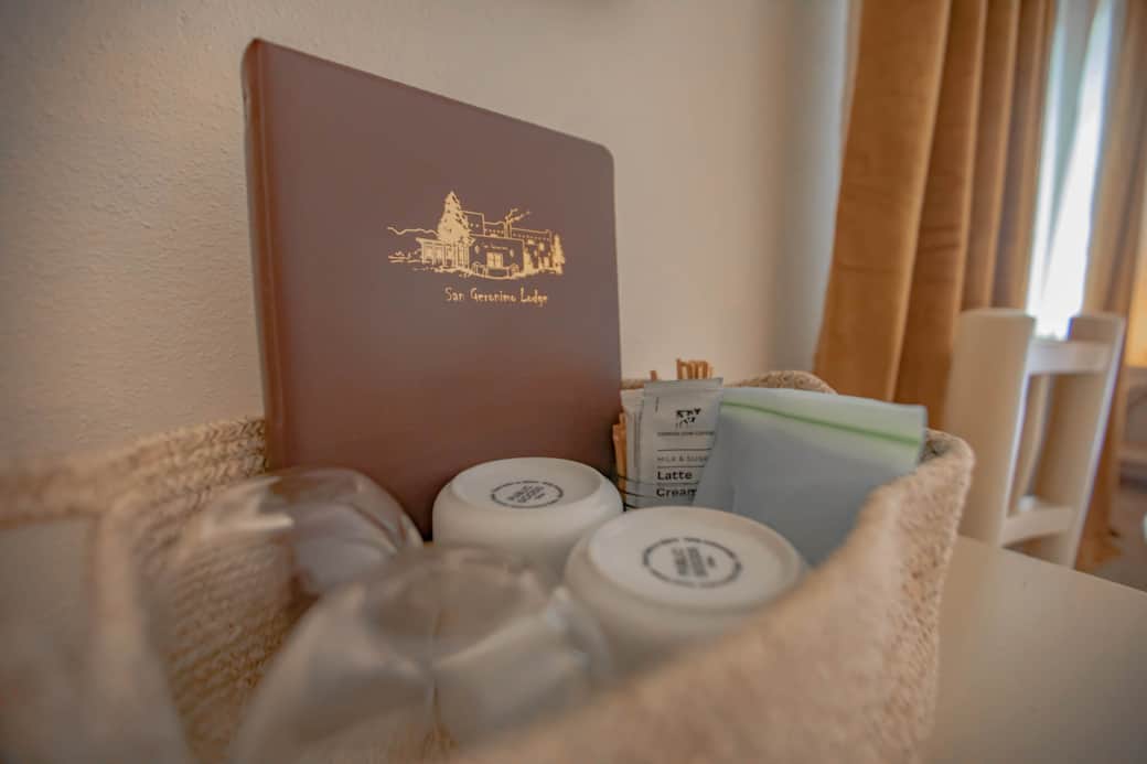 Glasses and mugs provided in each room with organic coffee. Glasses and mugs provided in each room with organic coffee.