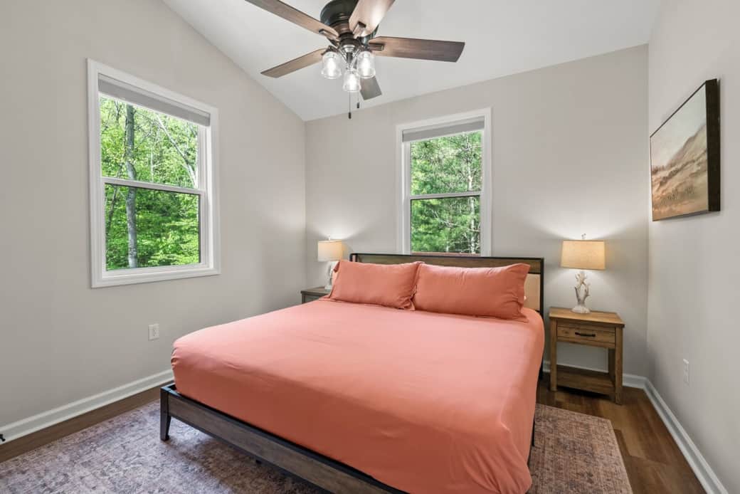 Main level master bedroom with king bed