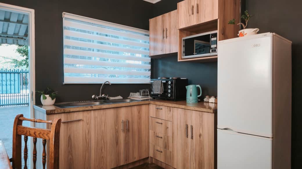 kitchenette and open door