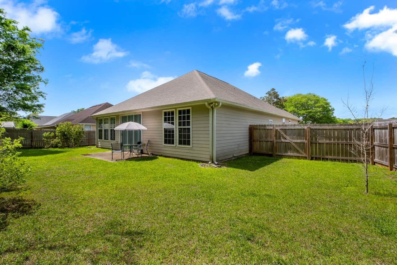 Spacious, private and fenced back yard