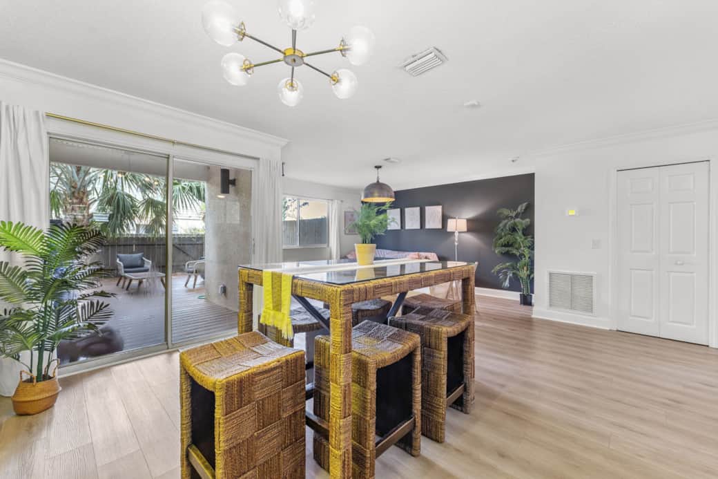 Open Concept Dining & Living with Back Patio View