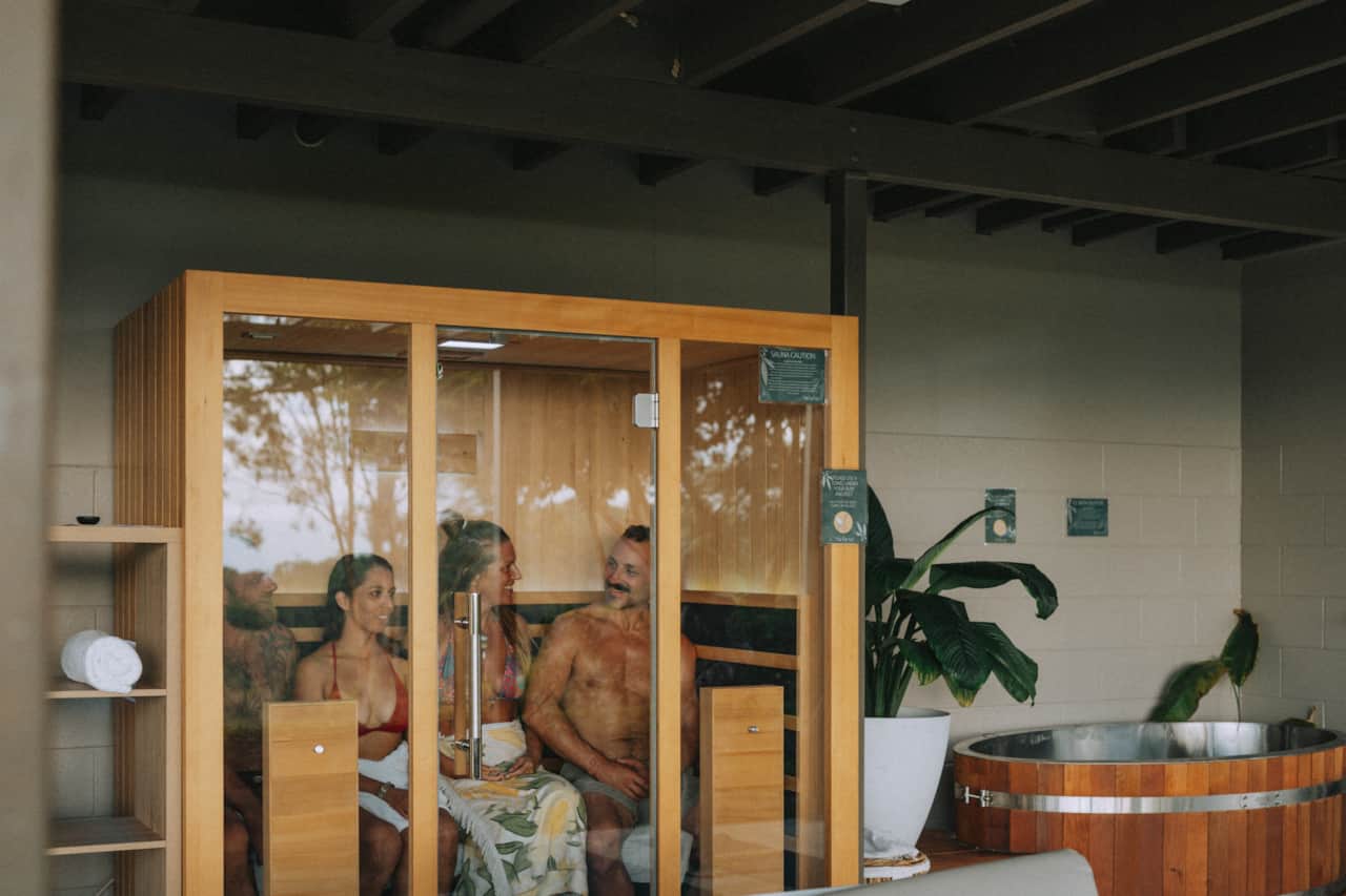Restorative sauna and ice bath. Your own private wellness retreat included with Kookaburra Cabin.