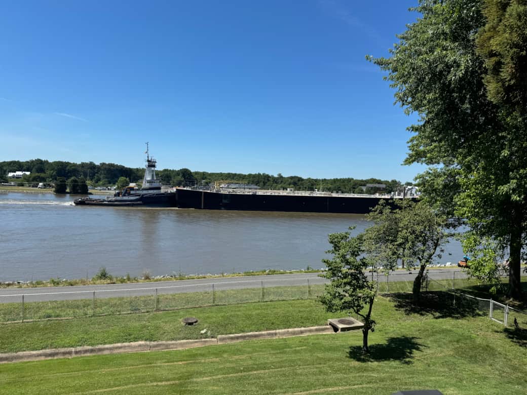 Tug boat viewed from upper deck