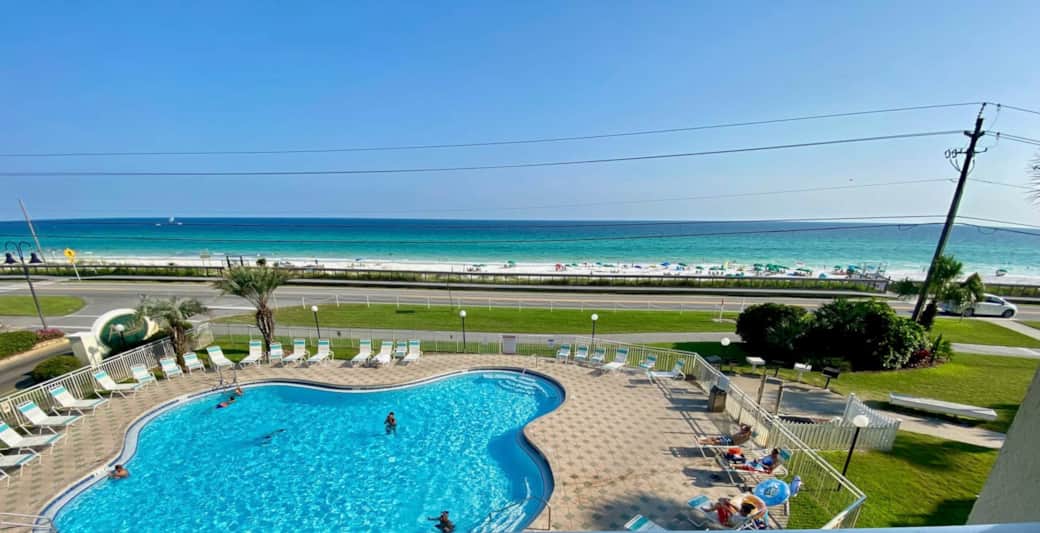 aerial view of the front pool 