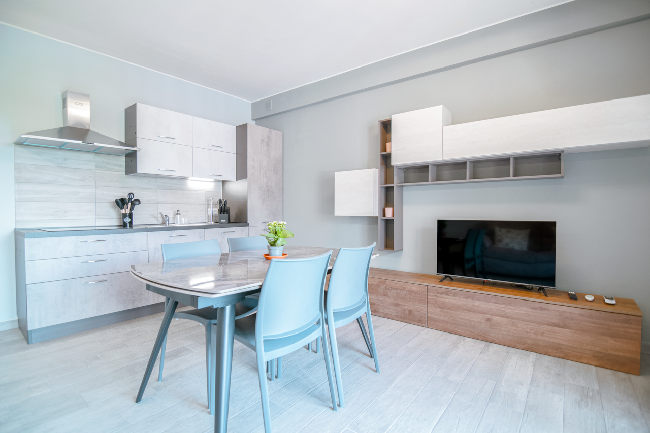 Dining room with TV