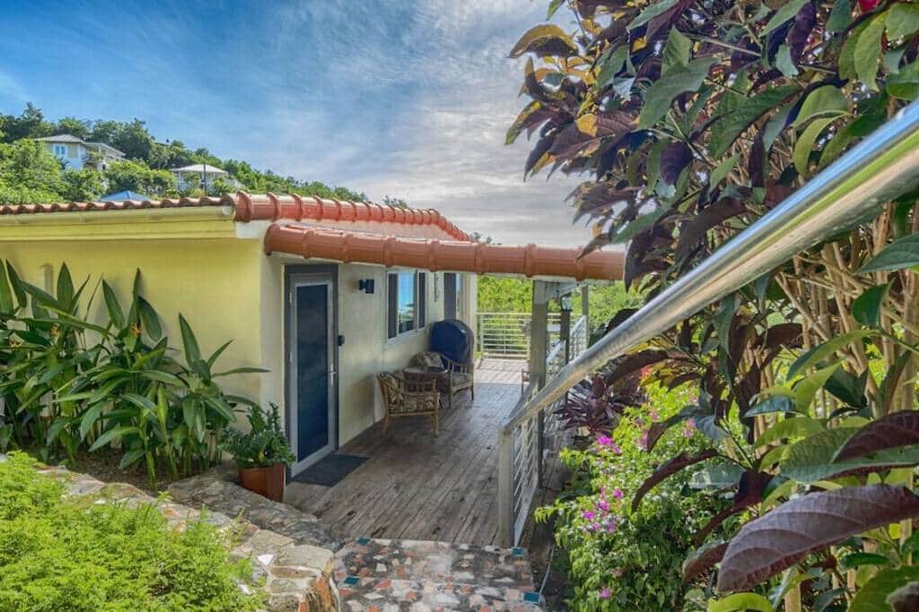 Cottage entrance as you descend the stairs