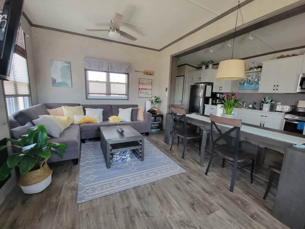 Living and kitchen areas