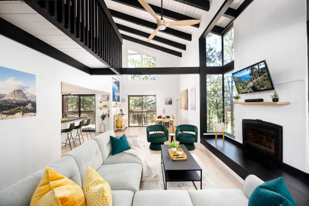 Modern, comfortable, open concept. Tons of natural light with two story vaulted ceilings and windows