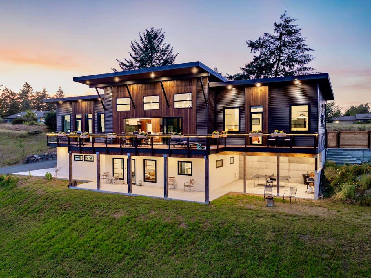 The upper level is The Modern Chalet. Lower level is a separate unit. Rent both for total privacy