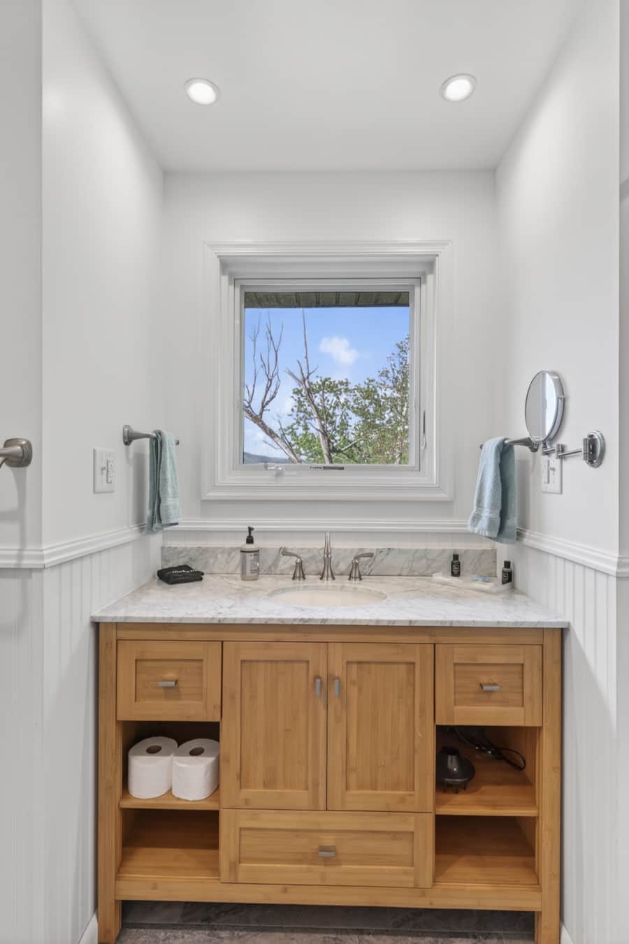 Bathroom sink with window
