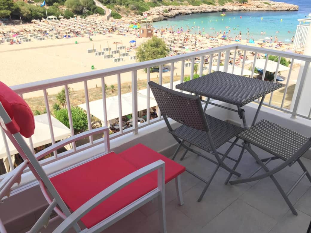 Balcony overlooking the beach. 
