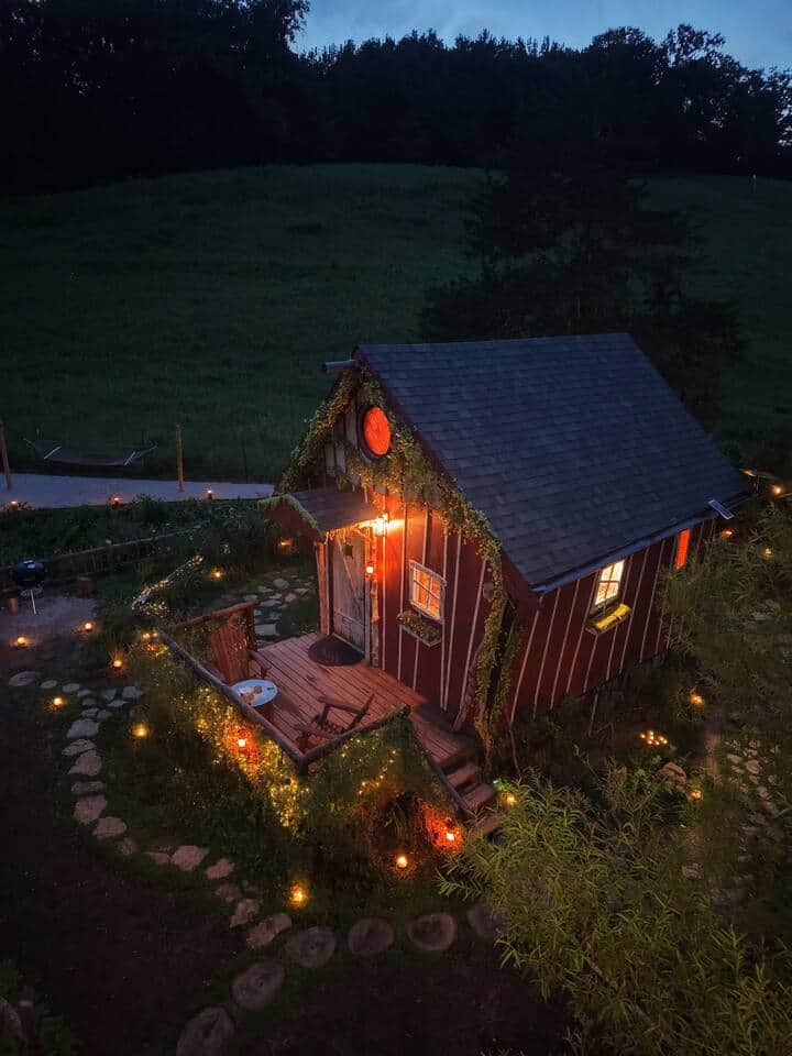 Crooked Cabin Night Time
