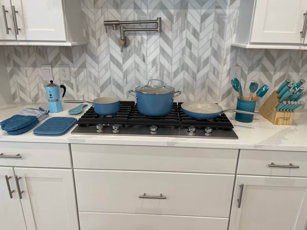 Lots of blue cookware at Blue Water Paradise!