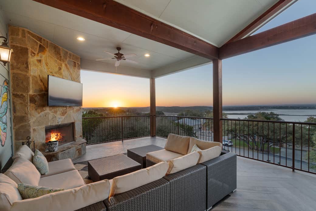 Wood-Burning Fireplace on 3rd Story Balcony