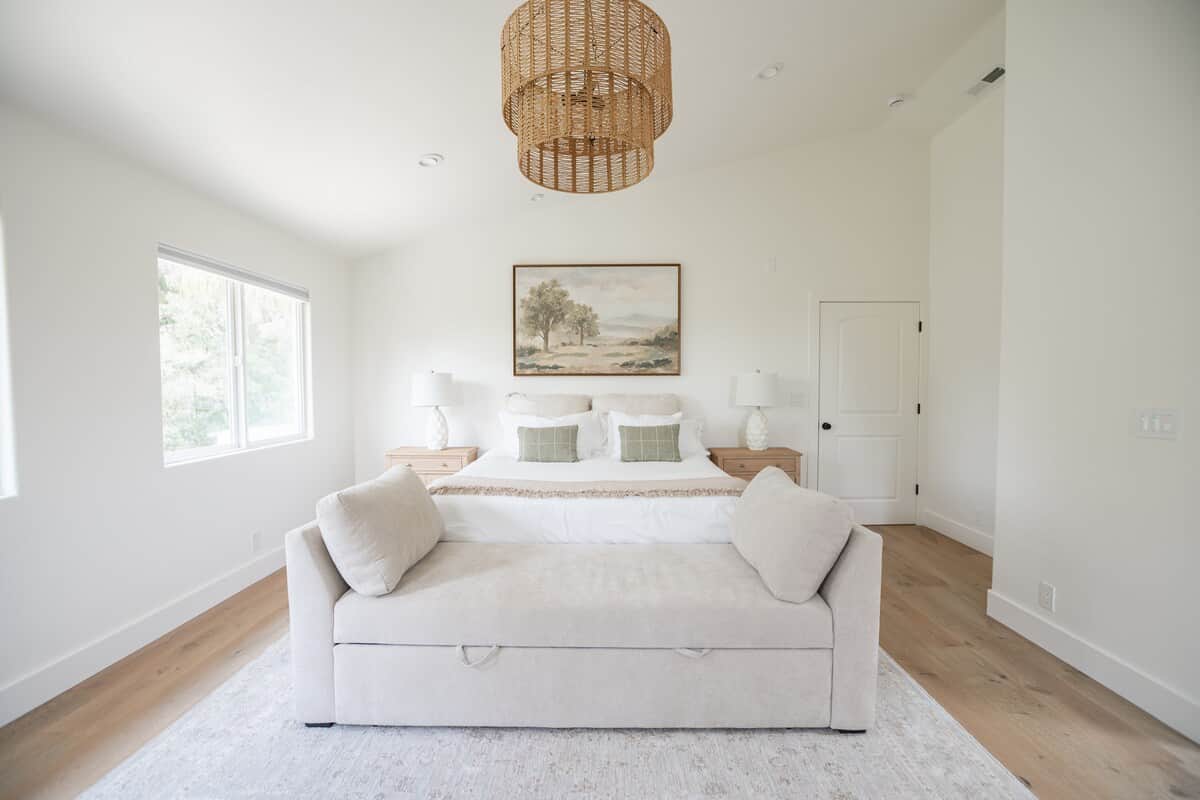 Primary Bed-King bed (SleepNumber) with sleeper sofa. Private bath attached. 