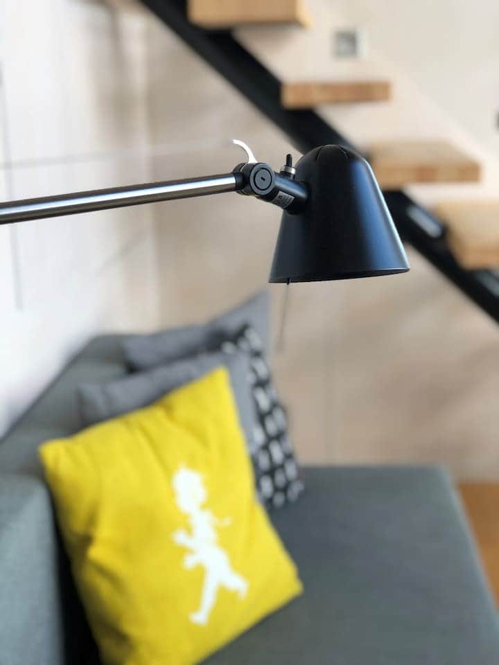Reading lamp by sofa. Reading lamp by sofa.