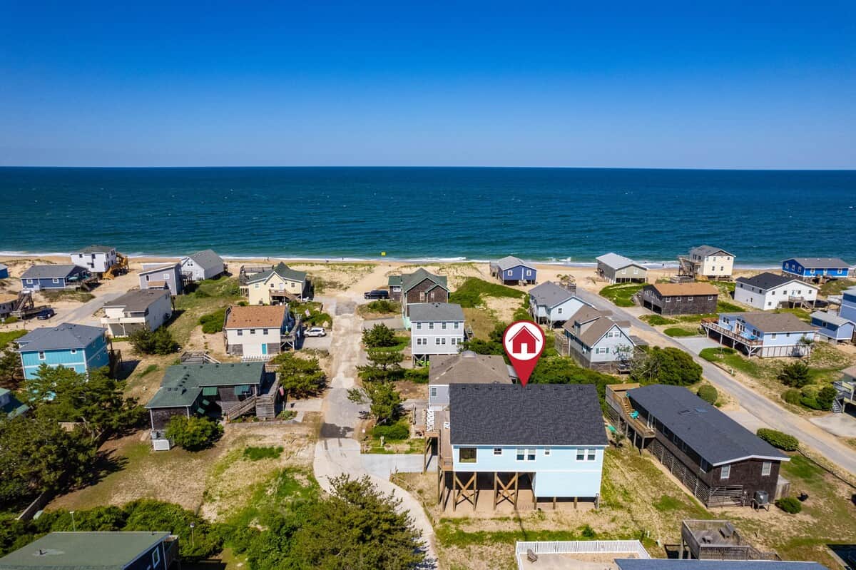 A great aerial view of our street and house.  We have since added privacy lattice to the house since this photo was taken.  