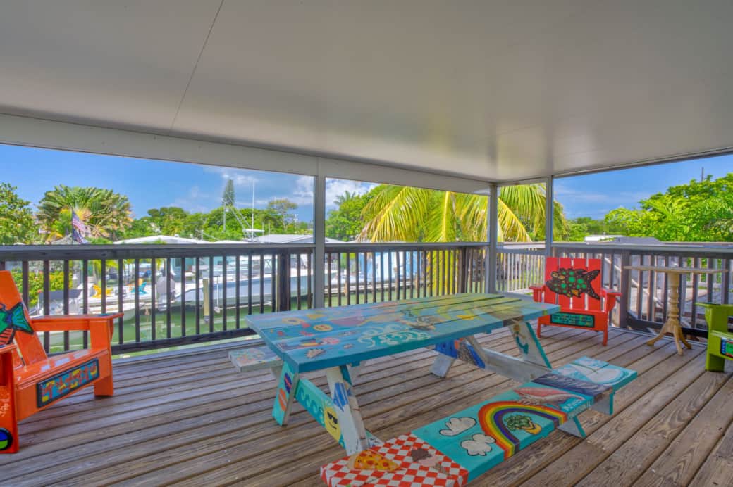 Screened patio picnic table