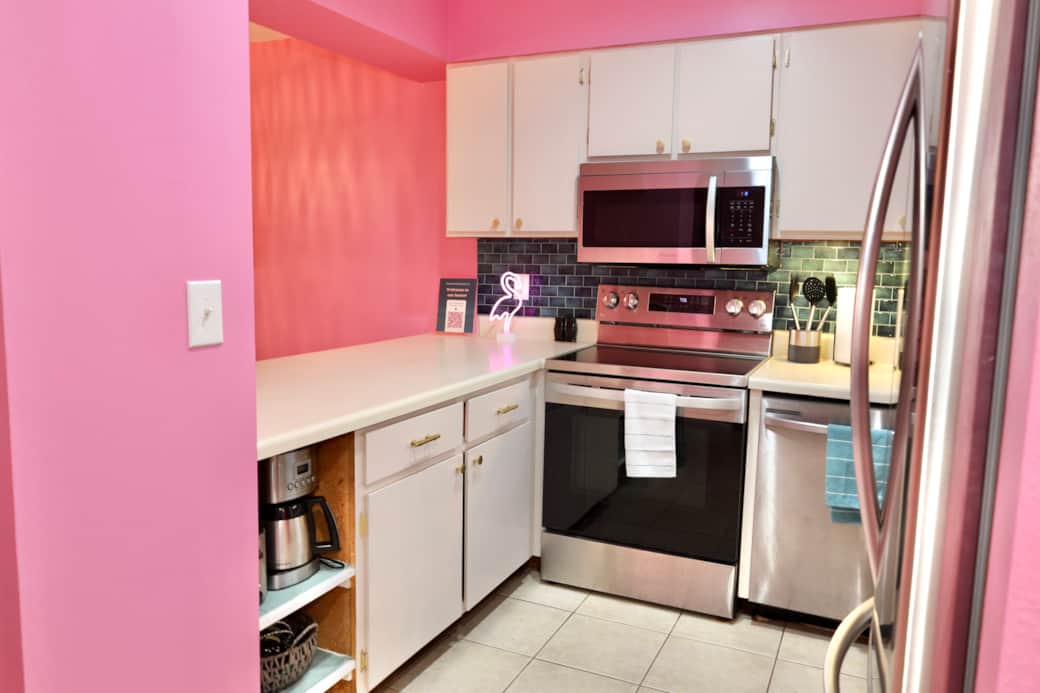 Kitchen with stainless steel appliances