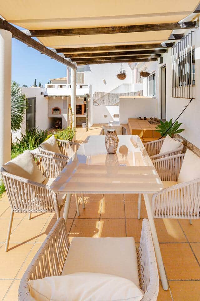 Outdoor dining on the terrace — perfect for long breakfasts & sunset dinners.