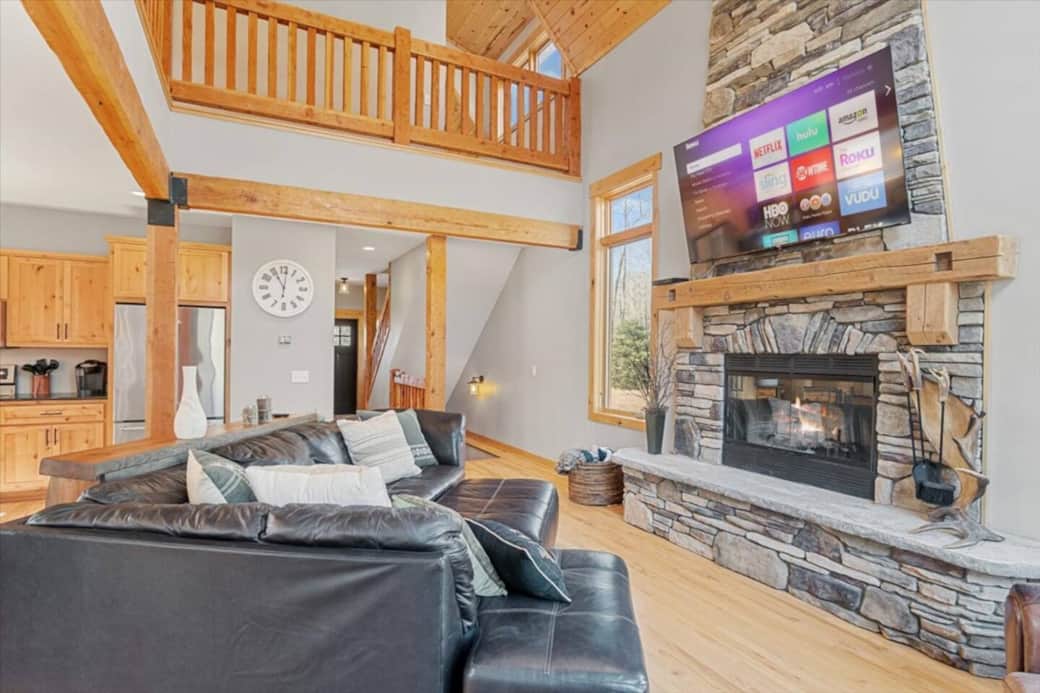 Huge comfy sectional couch for game day.