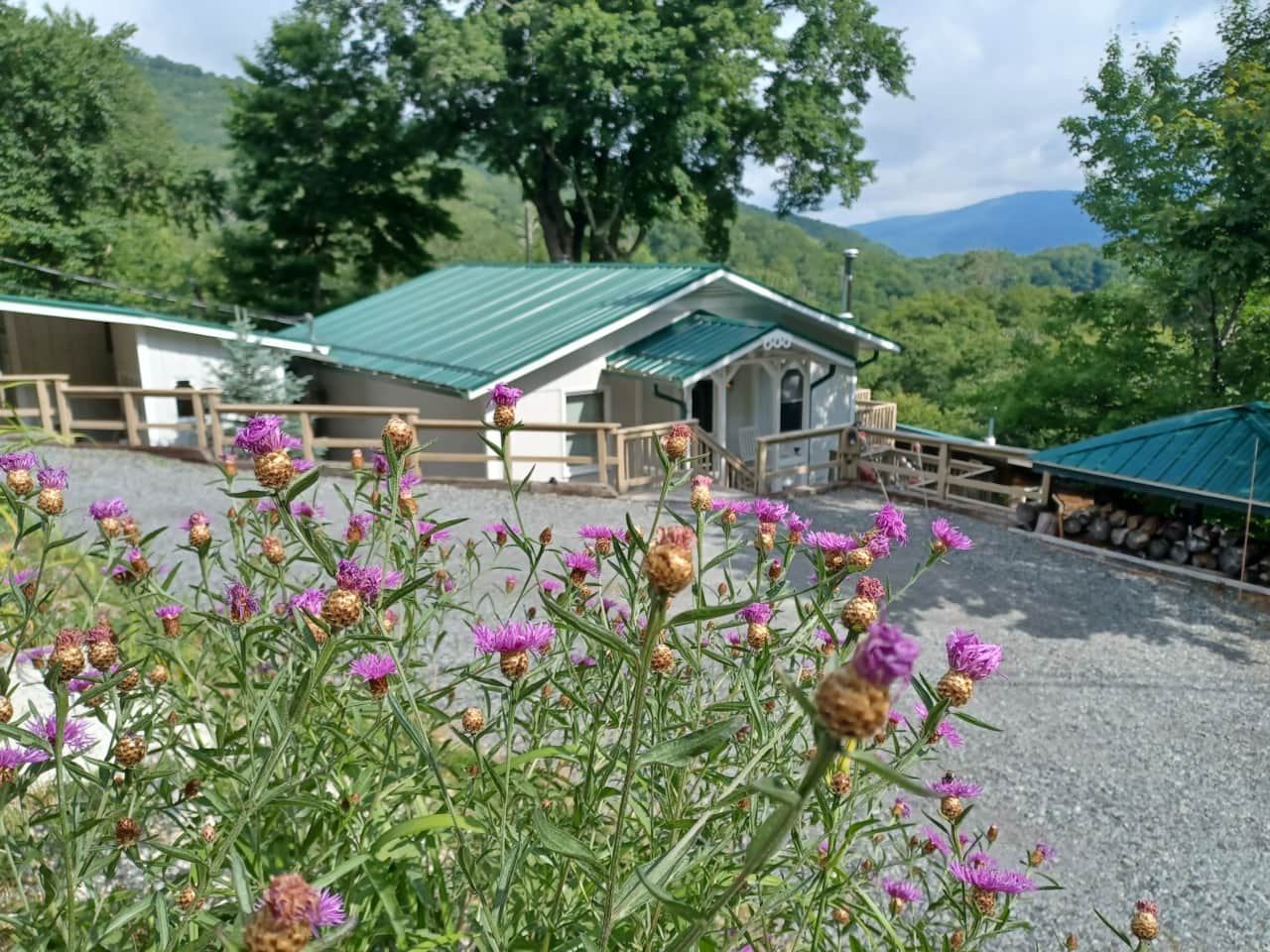 Front of the chalet in summer.
